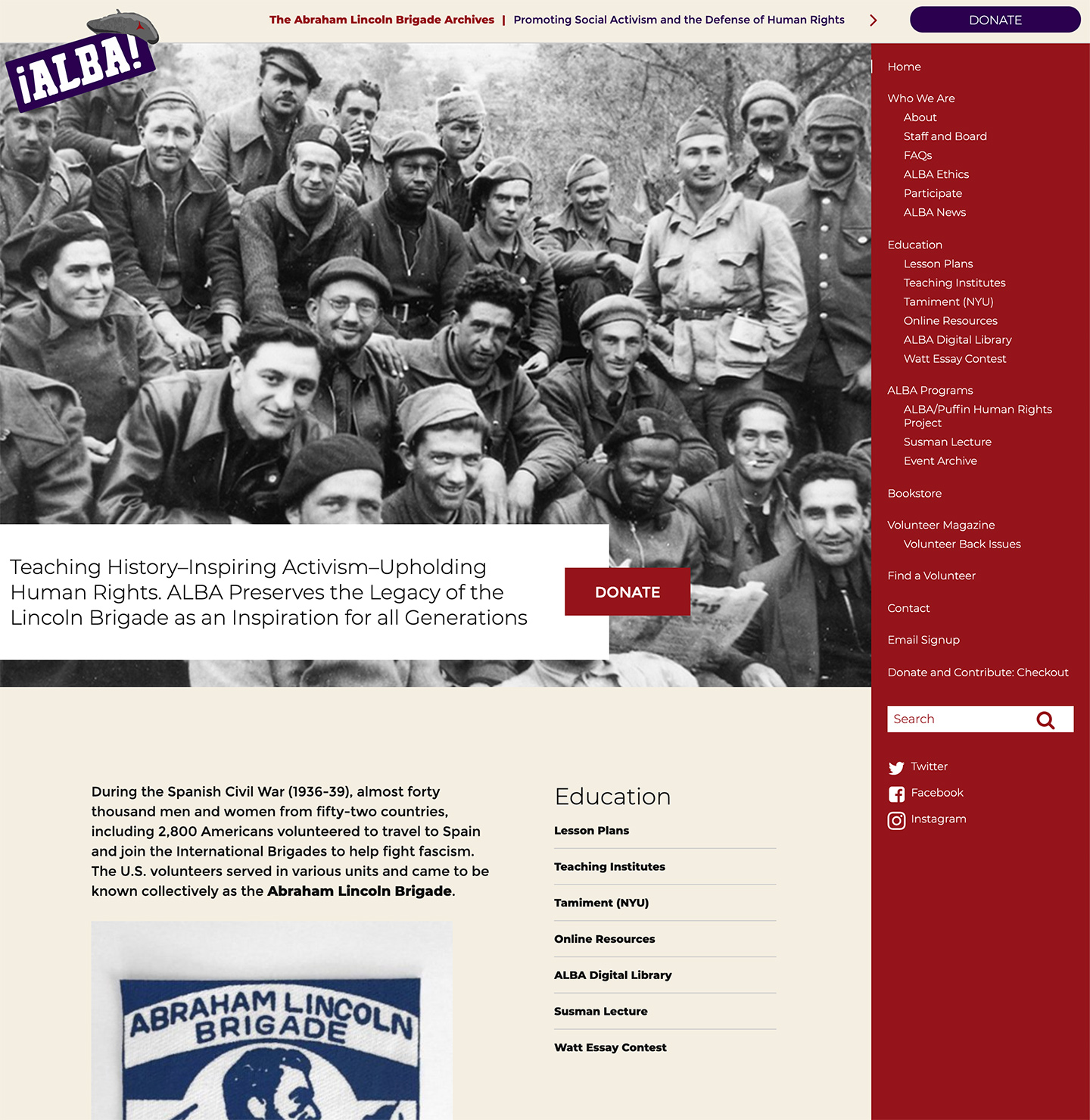 The Abraham Lincoln Brigade Archives (ALBA): Abraham Lincoln Brigade Archives: homepage