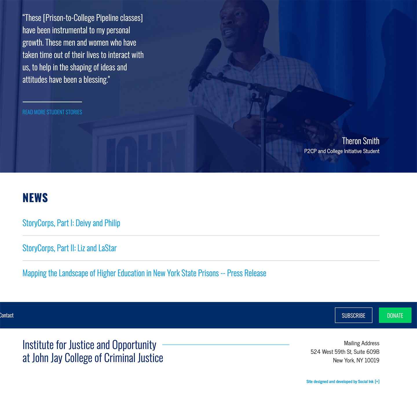 Institute for Justice and Opportunity (CUNY John Jay): John Jay Institute for Justice and Opportunity: Home Featured Stories
