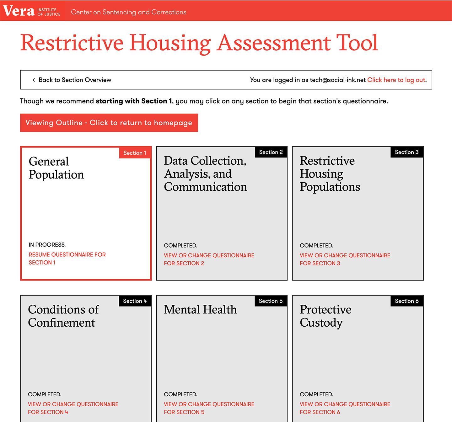 Restrictive Housing Assessment Tool from the Vera Institute of Justice: Restrictive Housing Assessment Tool - Overview Grid