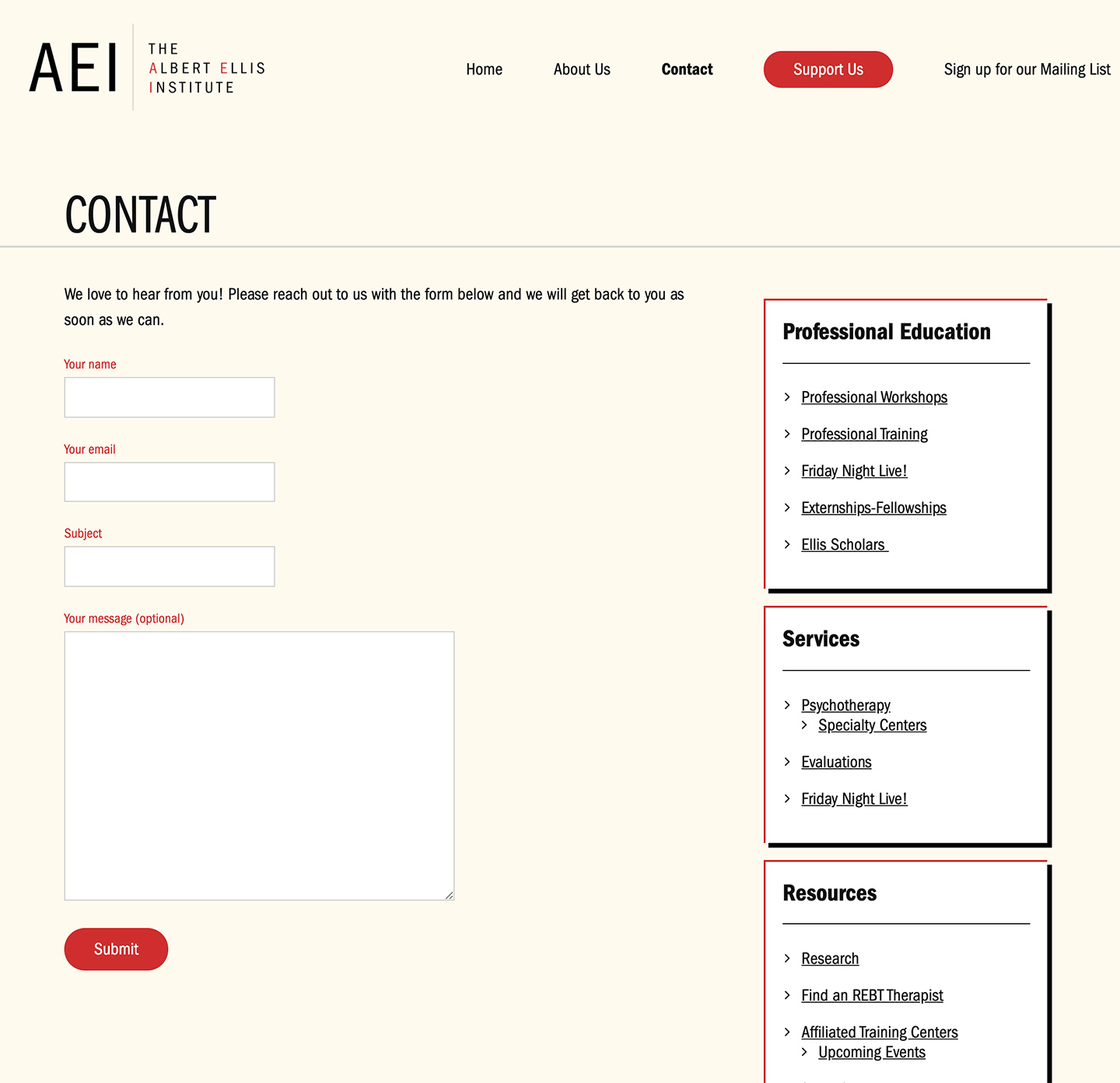 Albert Ellis Institute: Albert Ellis Institute - Contact Forms