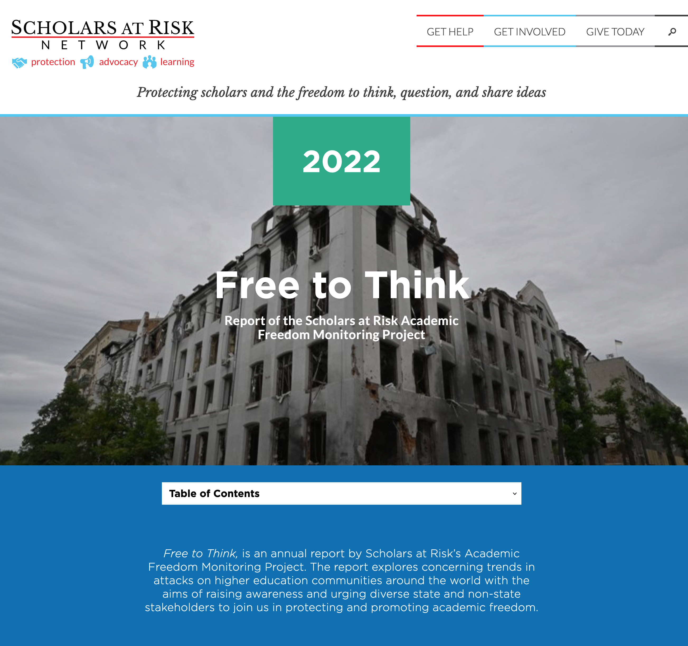 Scholars at Risk Annual Report: Free to Think 2022: Scholars at Risk Annual Report 2022 Free to Think: Top