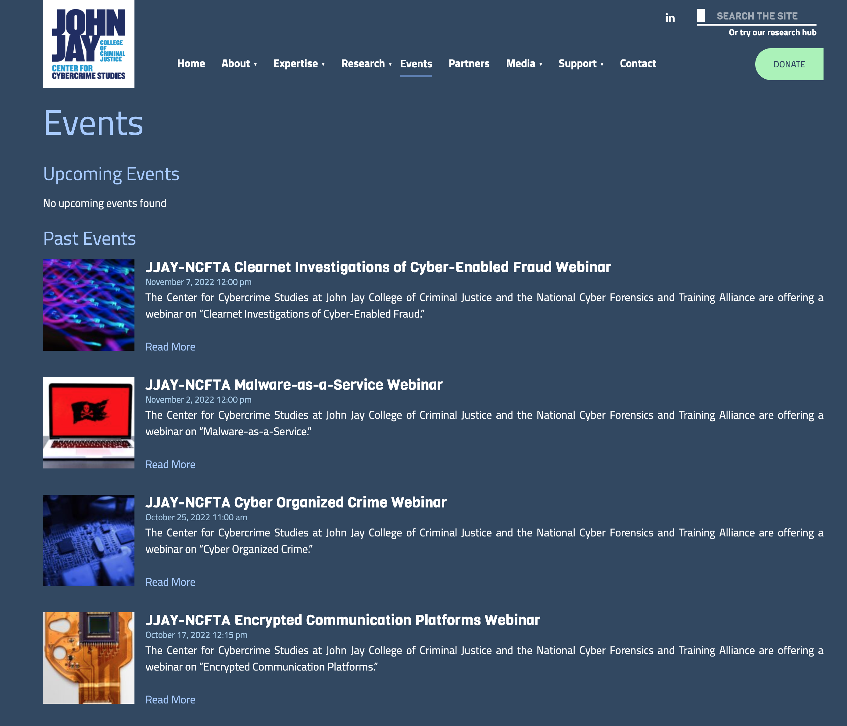 Center for Cybercrime Studies at CUNY John Jay College of Criminal Justice: Events Listing