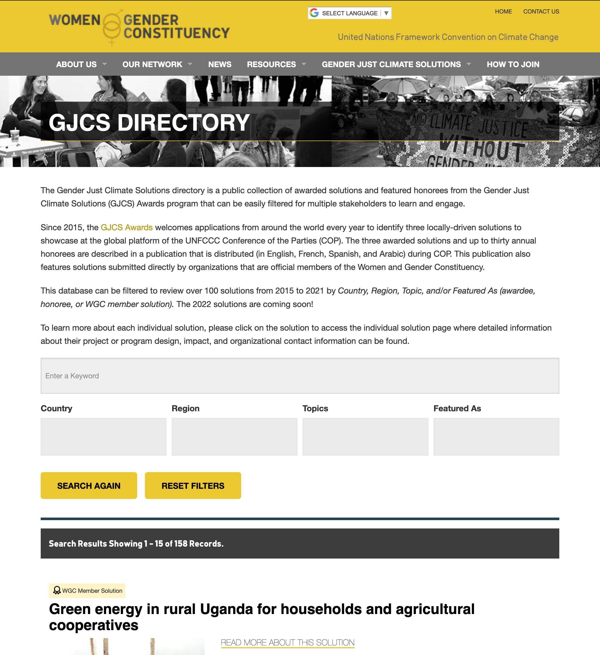 Women Gender Constituency: GJCS DIRECTORY: Search Interface