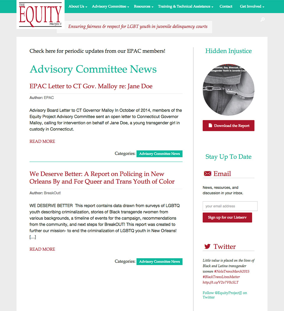The Equity Project: Advisory Committee News