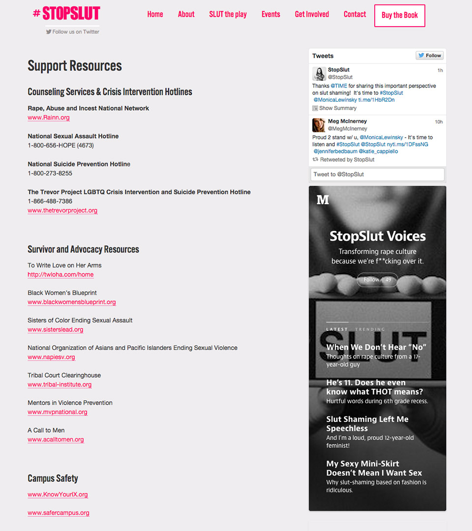 The Feminist Press: #StopSlut: #StopSlut Support Resources