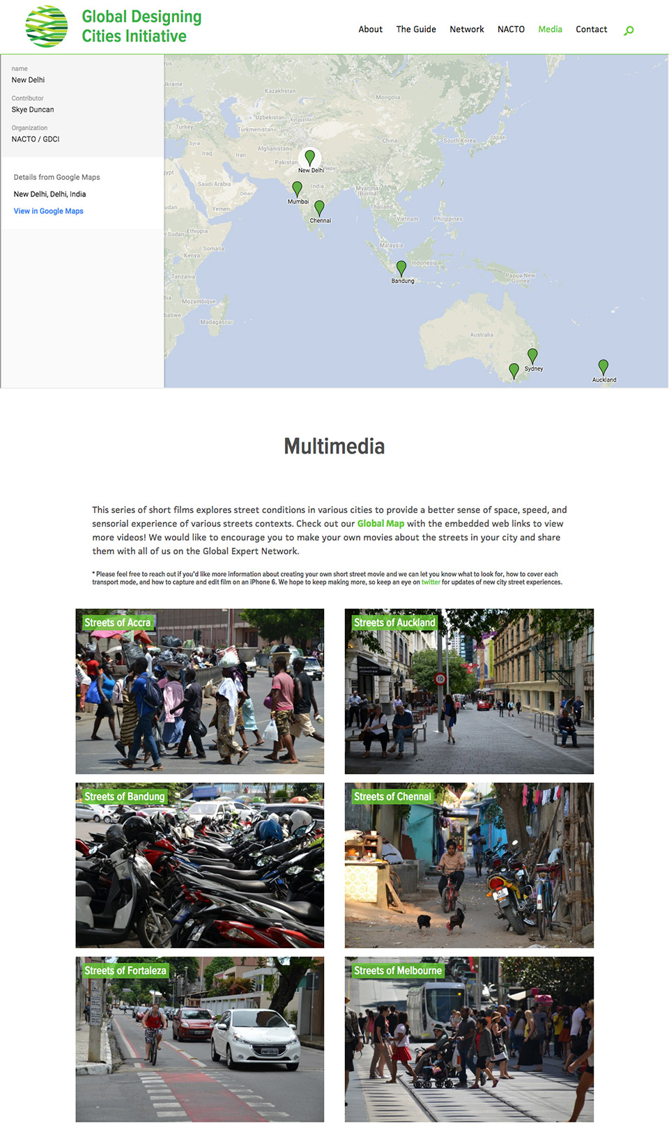 Global Designing Cities Initiative: Interactive Map & Multimedia