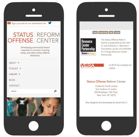 Vera Status Offense Reform Center: Mobile Responsive Design (RWD)