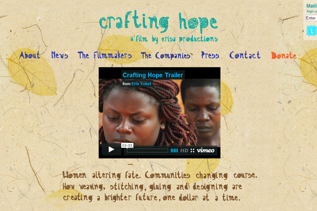 Crafting Hope the Movie: Crafting Hope Homepage