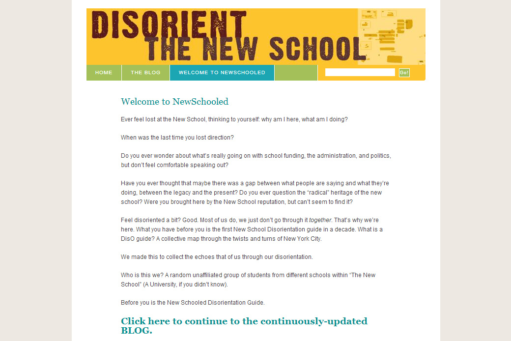 Newschooled: DisOrient the New School: Disorient the New School Homepage