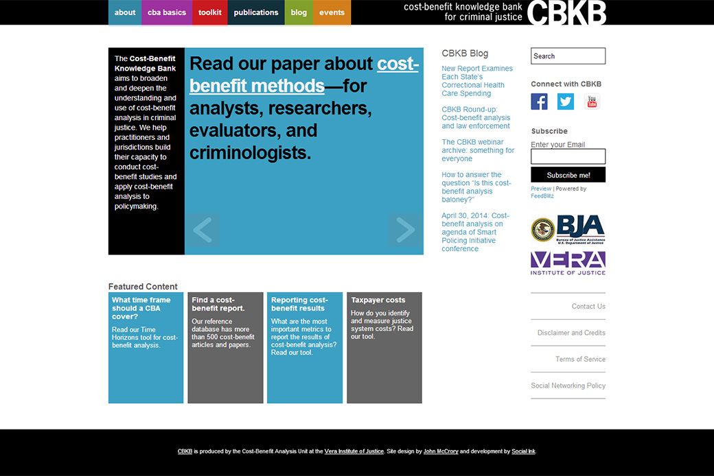 Cost-Benefit Knowledge Bank for Criminal Justice (Vera Institute of Justice - CBKB): CBKB Home