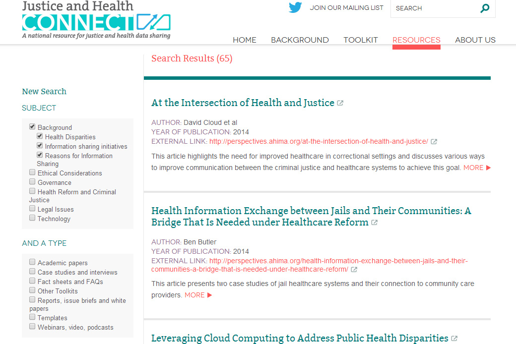 Justice and Health Connect - Vera Institute of Justice: Justice and Health Connect Resources Database - Social Ink