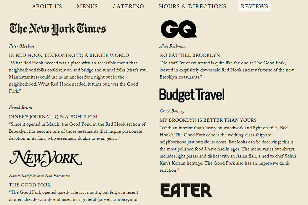 The Good Fork: reviews and press | the good fork brooklyn