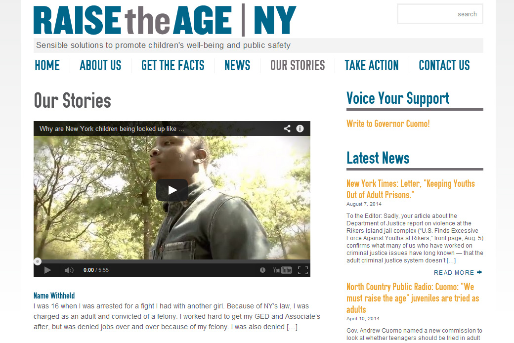 Raise the Age New York: Raise the Age New York - Video Page