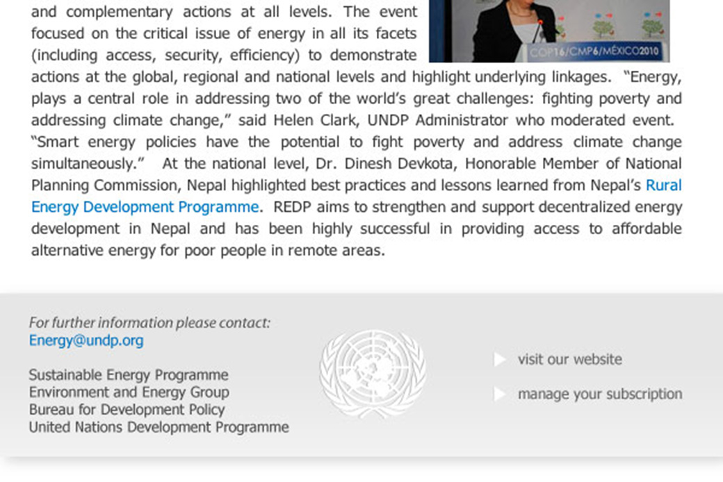 United Nations Development Programme: United Nations Development Programme Email Newsletter