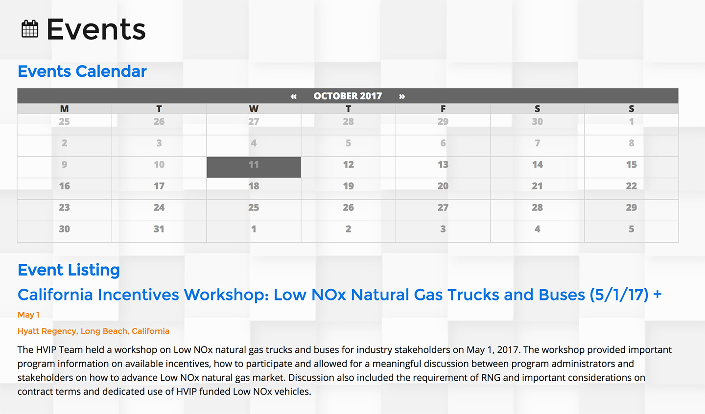 California Hybrid and Zero-Emission Truck and Bus Voucher Incentive Project: Events Calendar