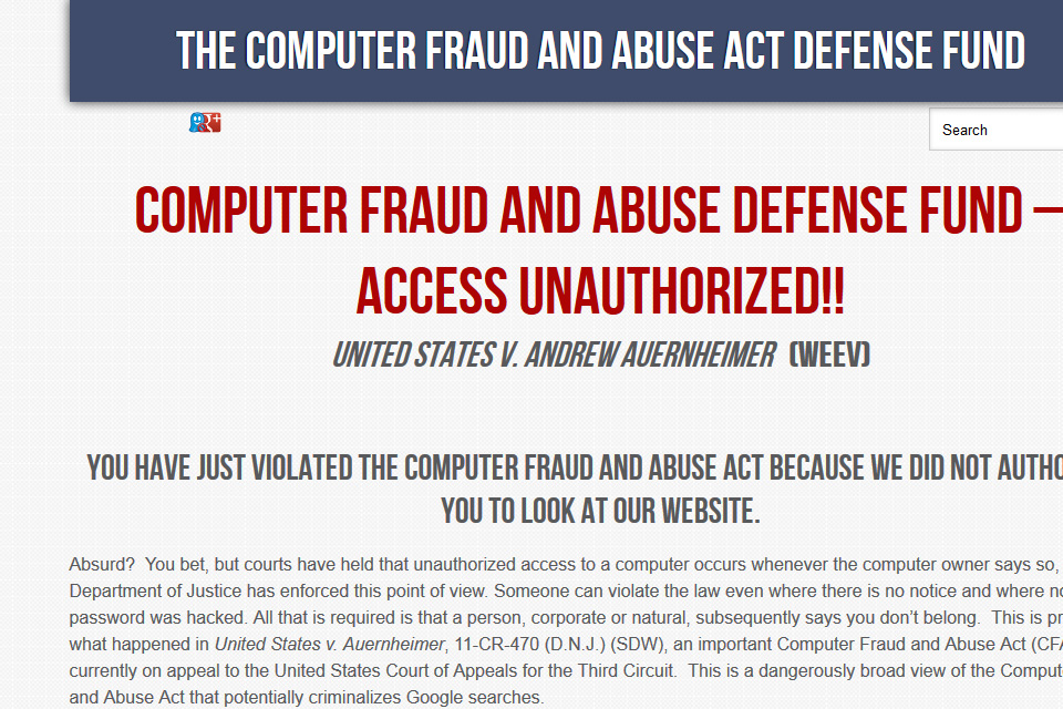 The Computer Fraud and Abuse Act Legal Defense Fund