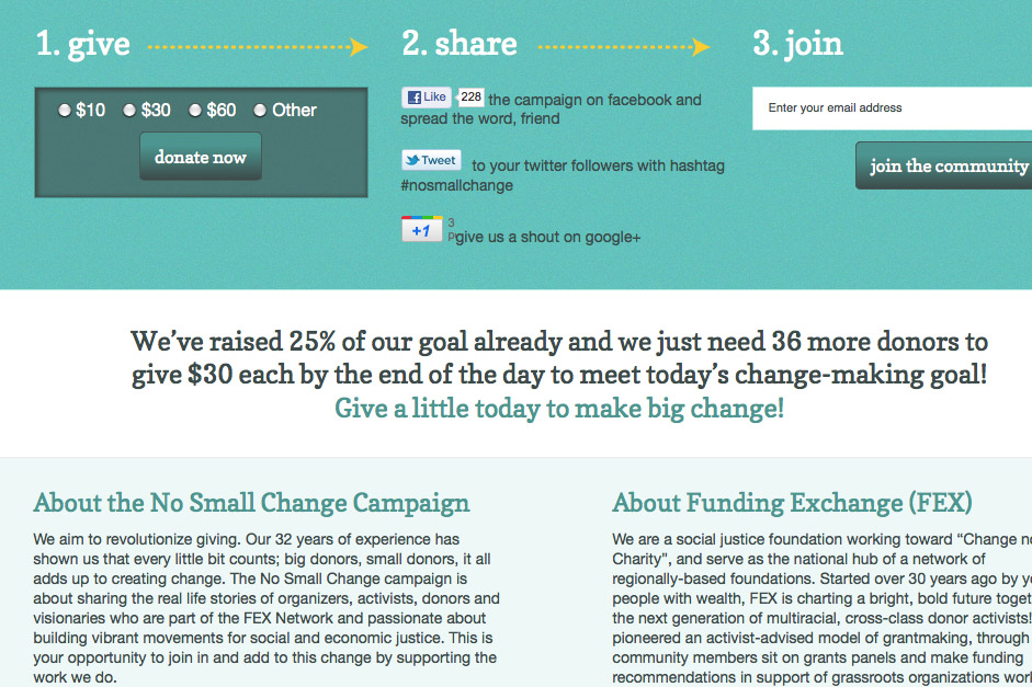 FEX: No Small Change: FEX No Small Change Microsite Donate