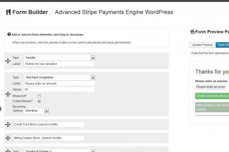Advanced Payment Engine WordPress - More form builder example