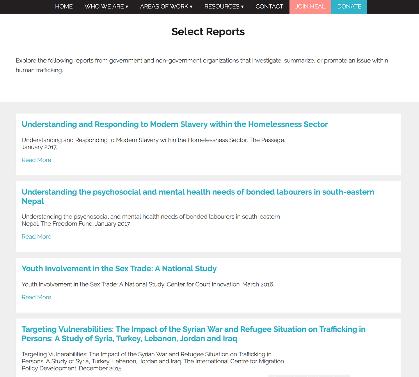 HEAL Trafficking: Searchable reports and resources