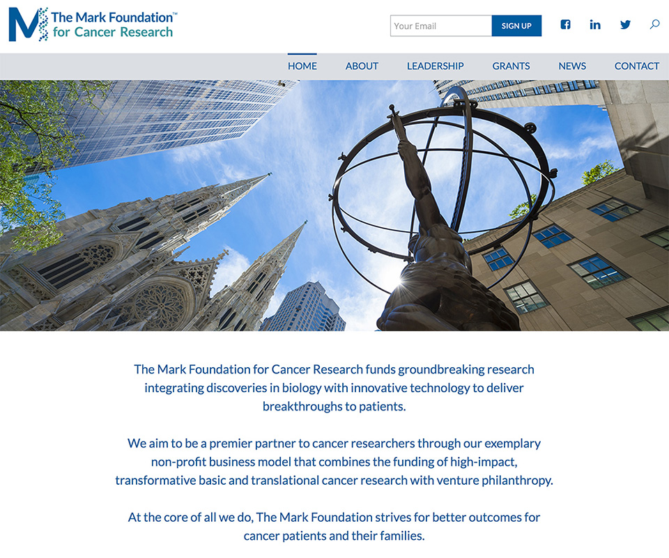 New Site Build for The Mark Foundation for Cancer Research