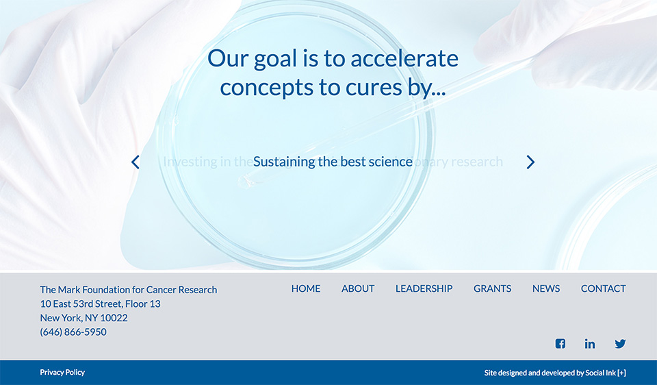 The Mark Foundation for Cancer Research: Organizational Mission Slideshow