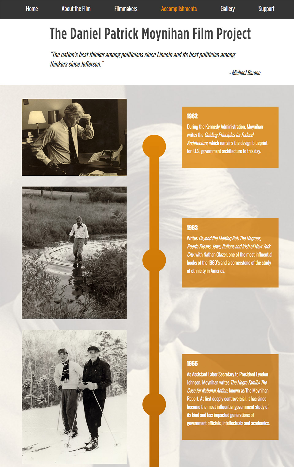 The Daniel Patrick Moynihan Film Project: Expandable Biographic Timeline