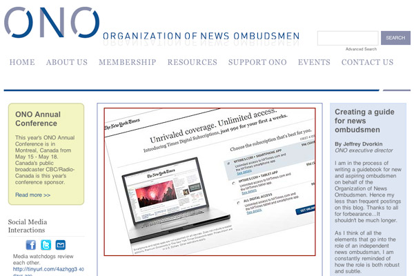 The Organization of News Ombudsmen (ONO): Organization of News Ombudsmen Homepage