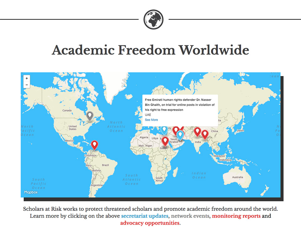 Scholars at Risk at NYU: Academic Freedom Map