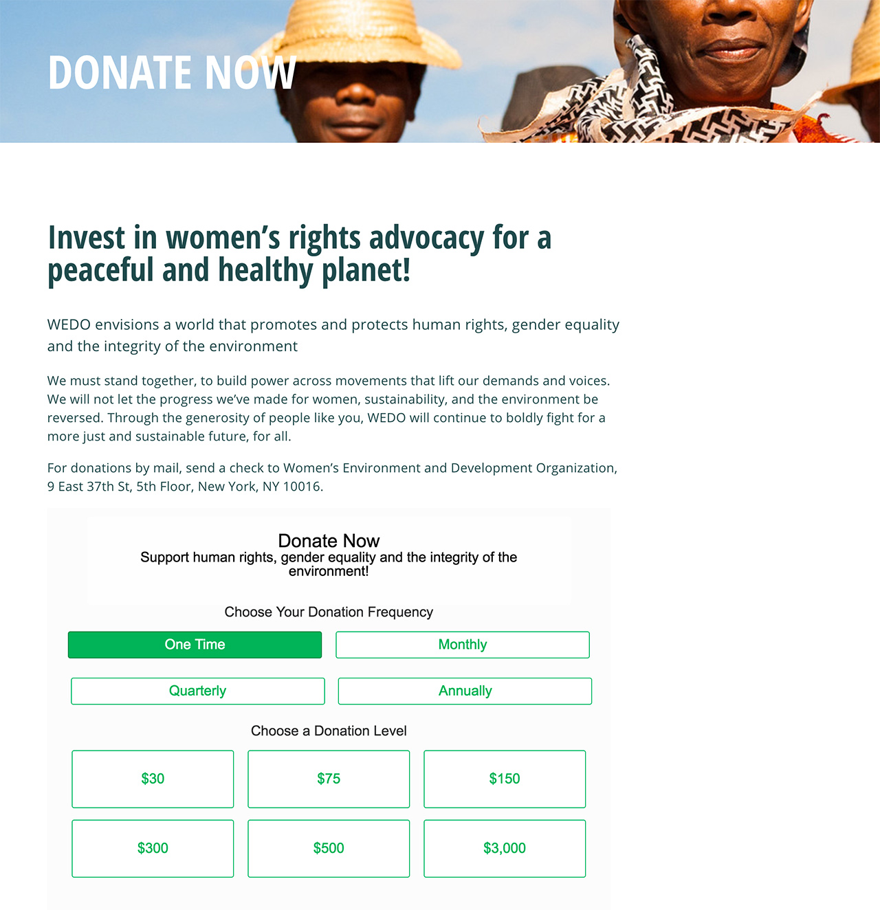 Women's Environment & Development Organization (WEDO): WEDO Donate